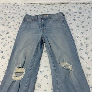 Madewell Light Blue Ripped Straight Leg Jeans